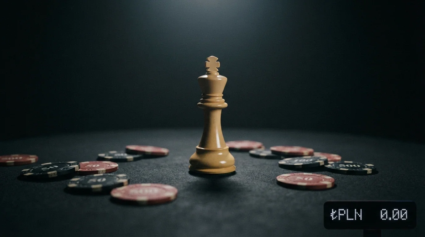 Infografika przedstawiająca strukturę polskiego monopolu na kasyna online — tylko Total Casino działa legalnie, pozostałe platformy funkcjonują w szarej strefie