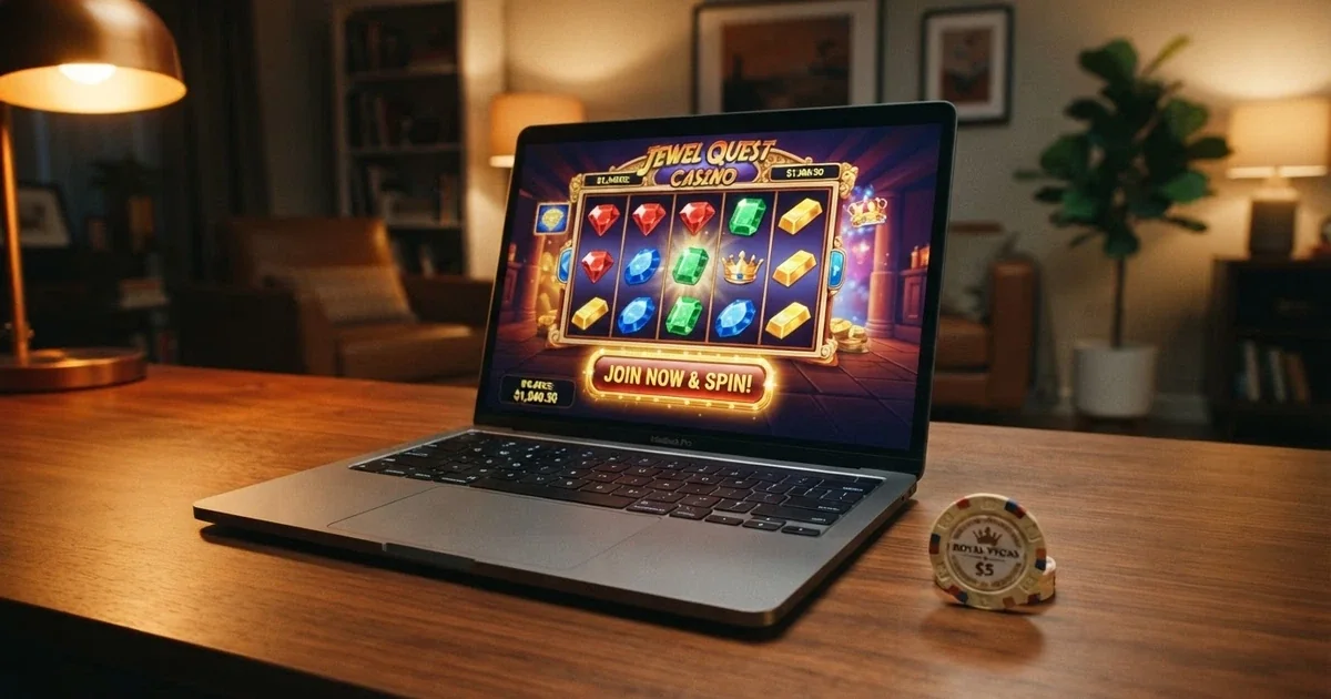 Strona startowa nowego kasyna online z przyciskiem rejestracji i banerem promującym bonus bez depozytu